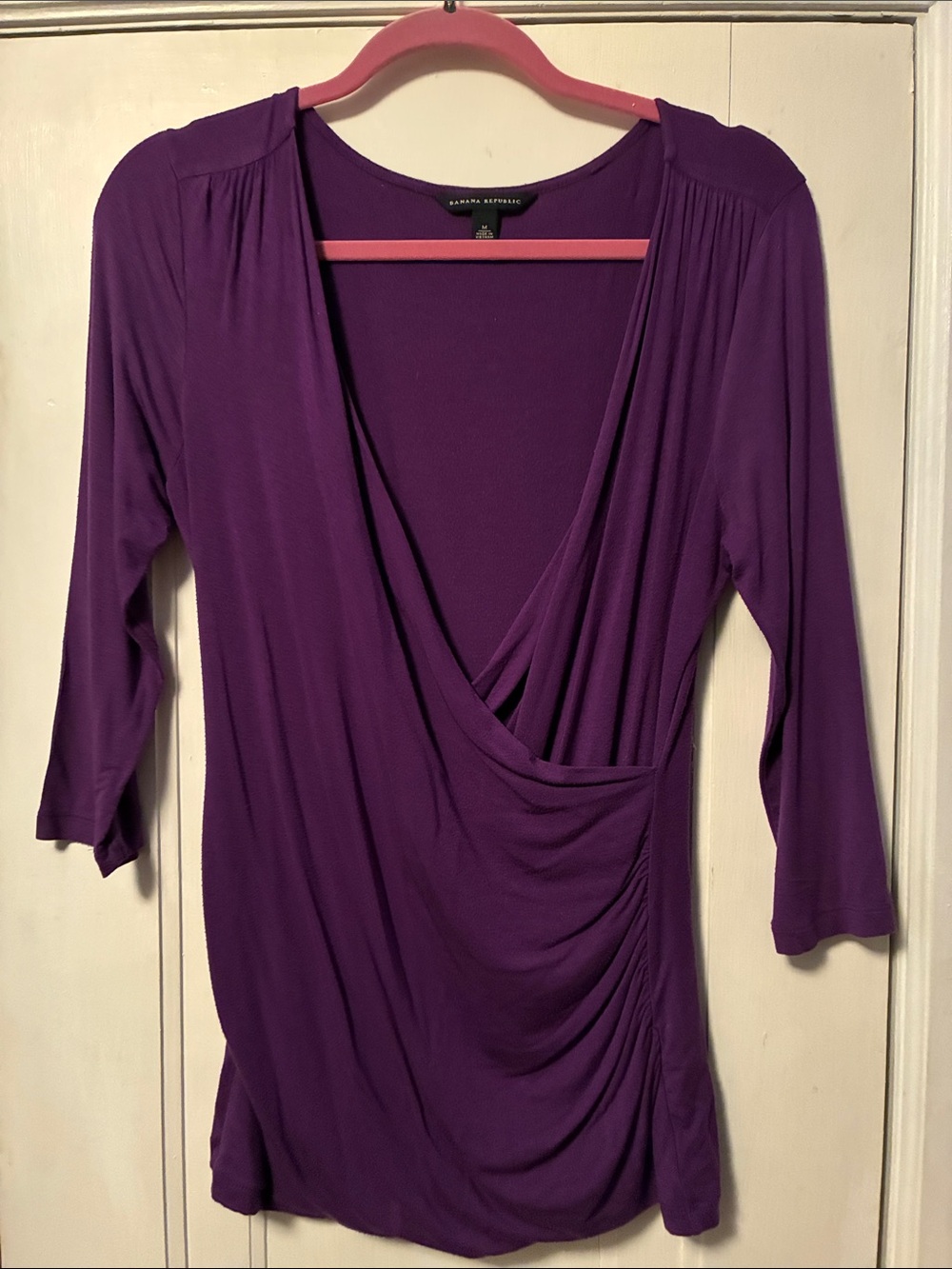 Banana Republic Deep Purple Draped Wrap-Front Tunic